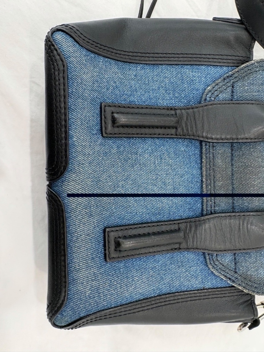 3.1 Phillip Lim Pashli Denim/Black Leather Satchel Top Handle Detachable Strap - Picture 4 of 10